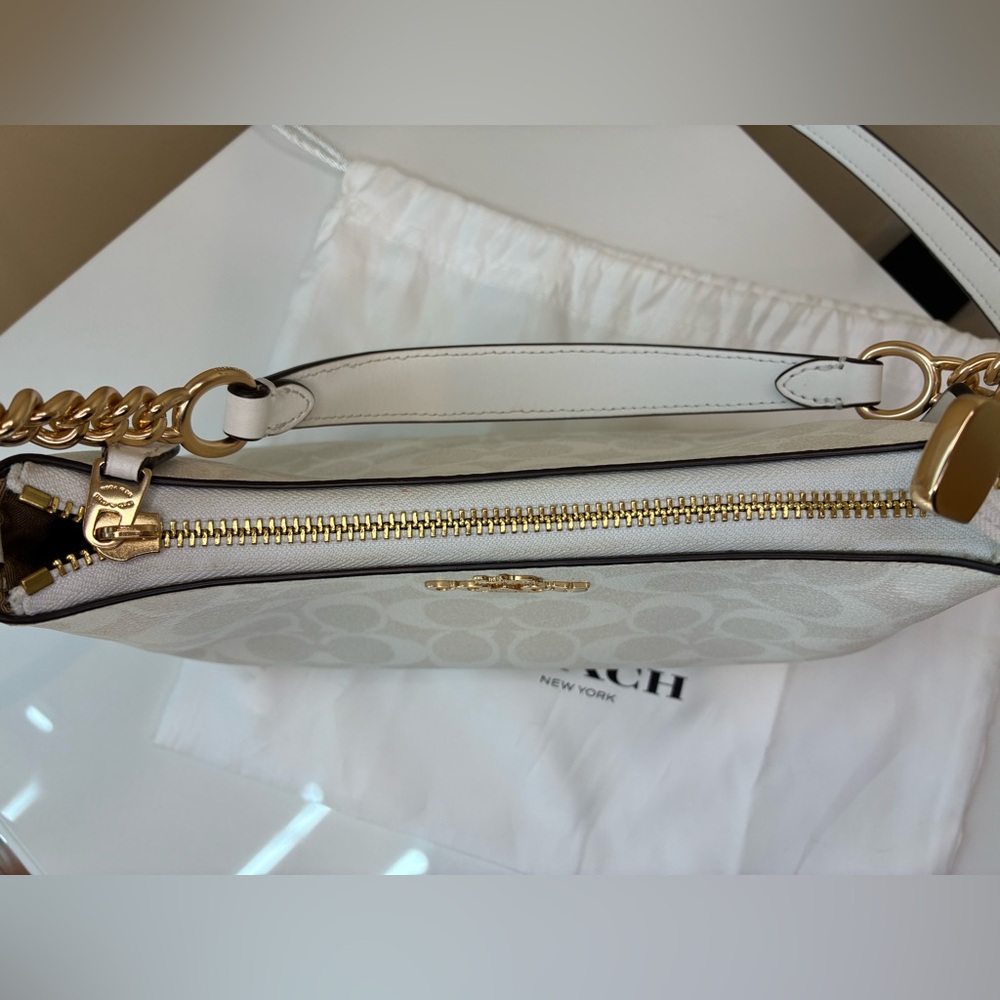 Coach White Teri Shoulder Bag in Signature Canvas - Picture 10 of 12